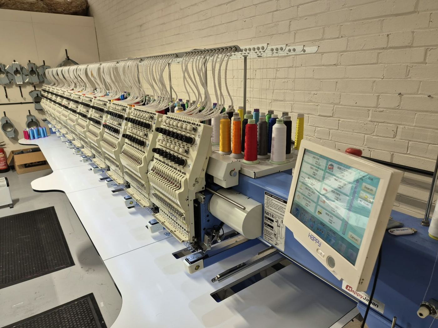 Our embroidery machine line ready for production